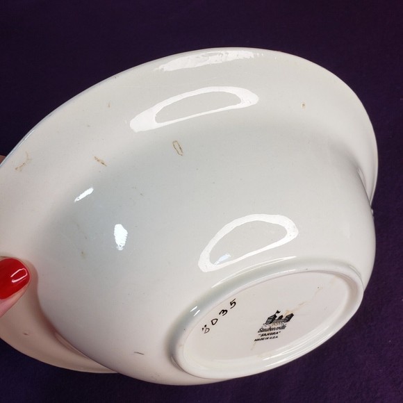 Vintage Steubenville "Sandra" Serving Bowl USA Sailboat Palm Trees Art Deco - Picture 5 of 6